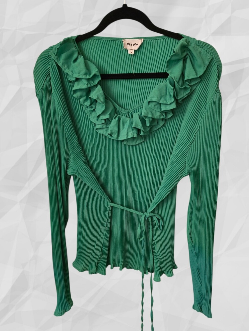 Wowo Ruffled Plissé Textured Top